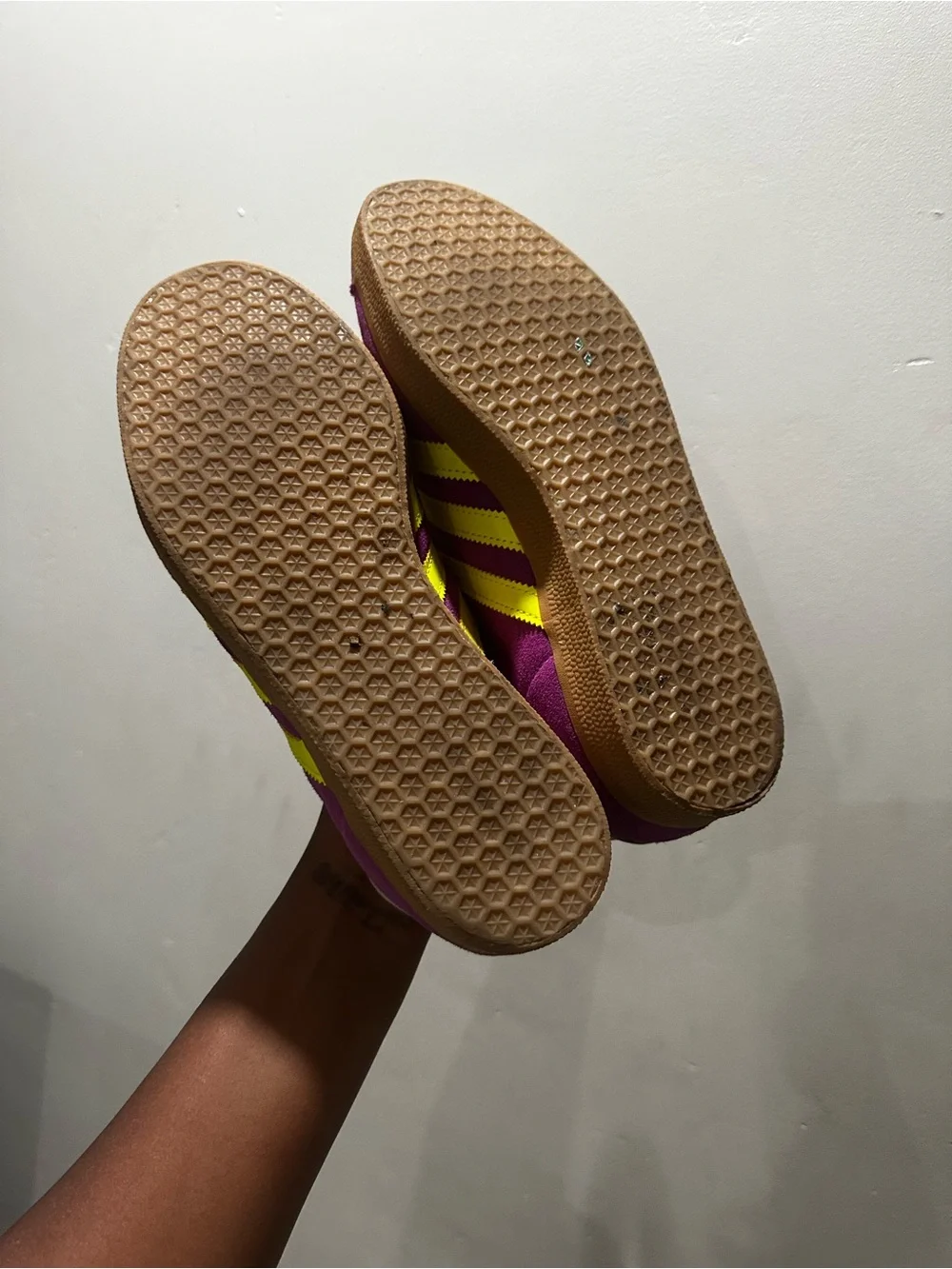 adidas Gazelle Suede Sneaker - Purple with Yellow Stripes